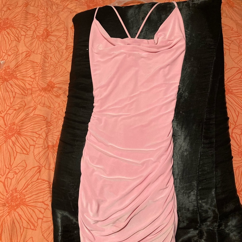 Pink Ruched Bodycon Dress